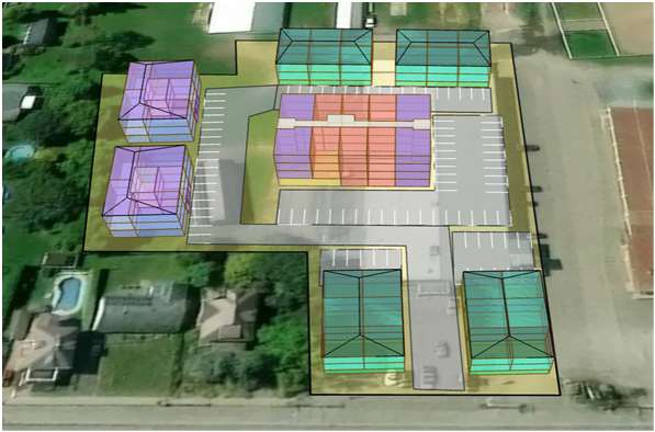 Preliminary concept for the Russell Arena site, Option 1, showing 102 units.