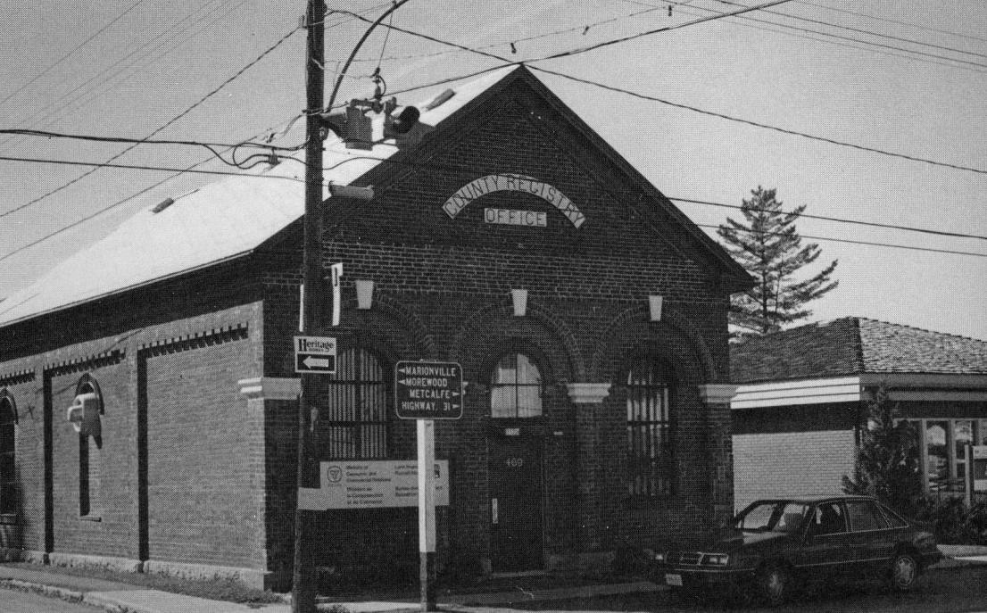 Historic photograph of the brick Russell County Registry Office.