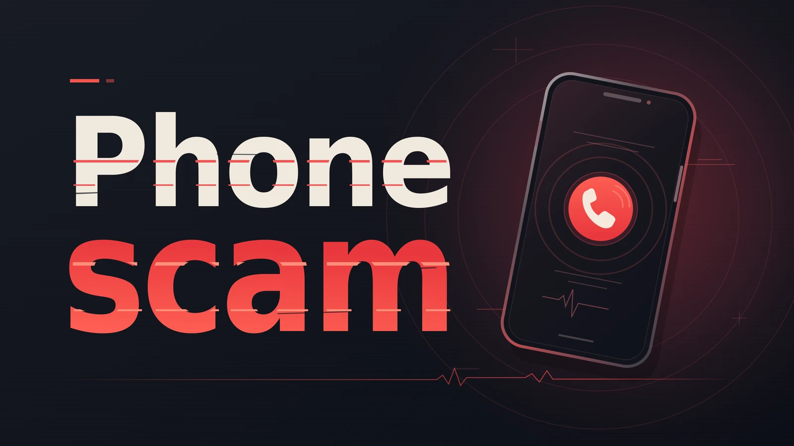 The words Phone scam beside an illustrated ringing smartphone